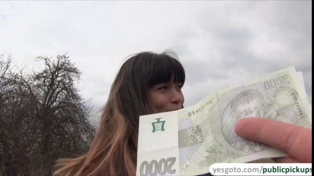 Bubbly Russian babe Mona Kim fucks for a fist full of cash