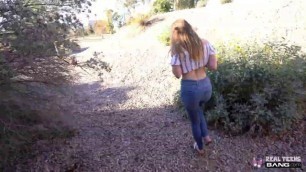 BangRealTeens Horny Girl Kenzie Madison Gets On Her Hands And Knees To Suck Cock In Public