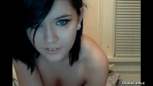 Cute brunette teen with small boobs masturbates on webcam - Olalacam