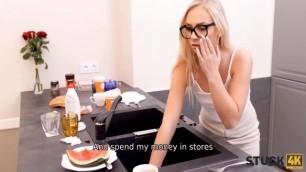 STUCK4K. Guy has taboo sex with Czech stepsister Jenny Wild in kitchen
