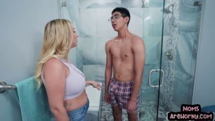 Busty horny stepmother gets pussybanged by nerd stepson