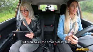 FakeDrivingSchool Emily Bright, Kathy Anderson lick my pussy Learner licks wet pussy for license