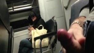 Masturbation on train with cum