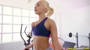 Briana Bounce Working Out With Nude Blonde Briana Monster Curves