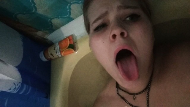 masturbation with a hose, moaning in the bathroom
