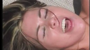 Cock sucker whore takes dildo and cock in her ass and cunt on lawn chair